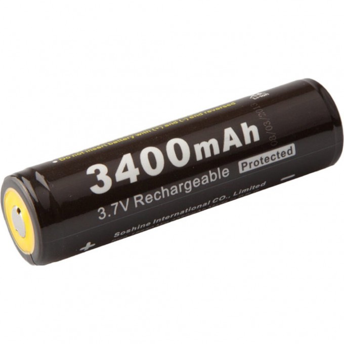 Аккумулятор SOSHINE 18650 3400 mAh, 3.7В, встроенная зарядка USB 17642