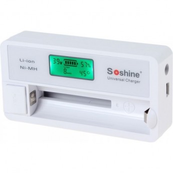 Зарядное устройство SOSHINE SC-S7 USB, LCD (Li-Ion, NiMh) 1х 18650/123/АА/ААА